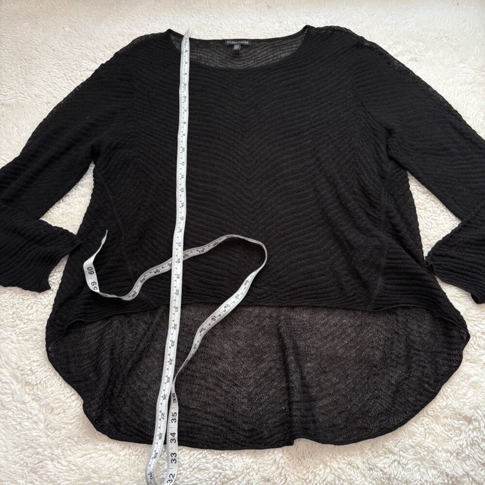 Eileen Fisher Women Hemp Sheer Black Lagenlook Long Sleeve Top L Business Career - Picture 5 of 7
